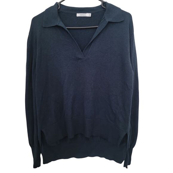 Mersea Sz Small Cotton Wool Collared Pullover Sweater Cozy Nautical V-Neck - Picture 1 of 11
